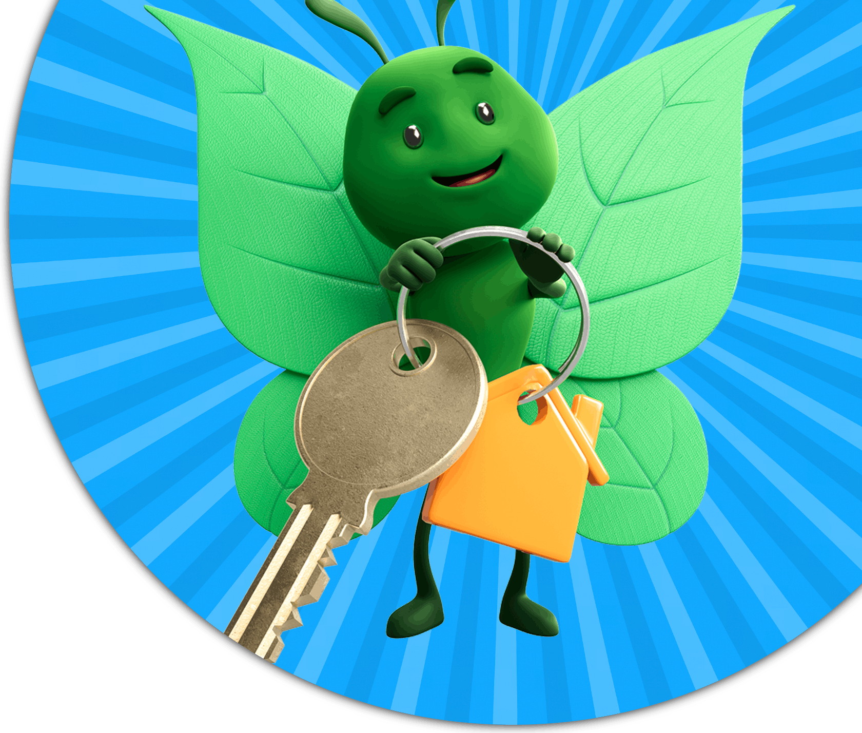 Image of Bruce the butterfly holding a trophy